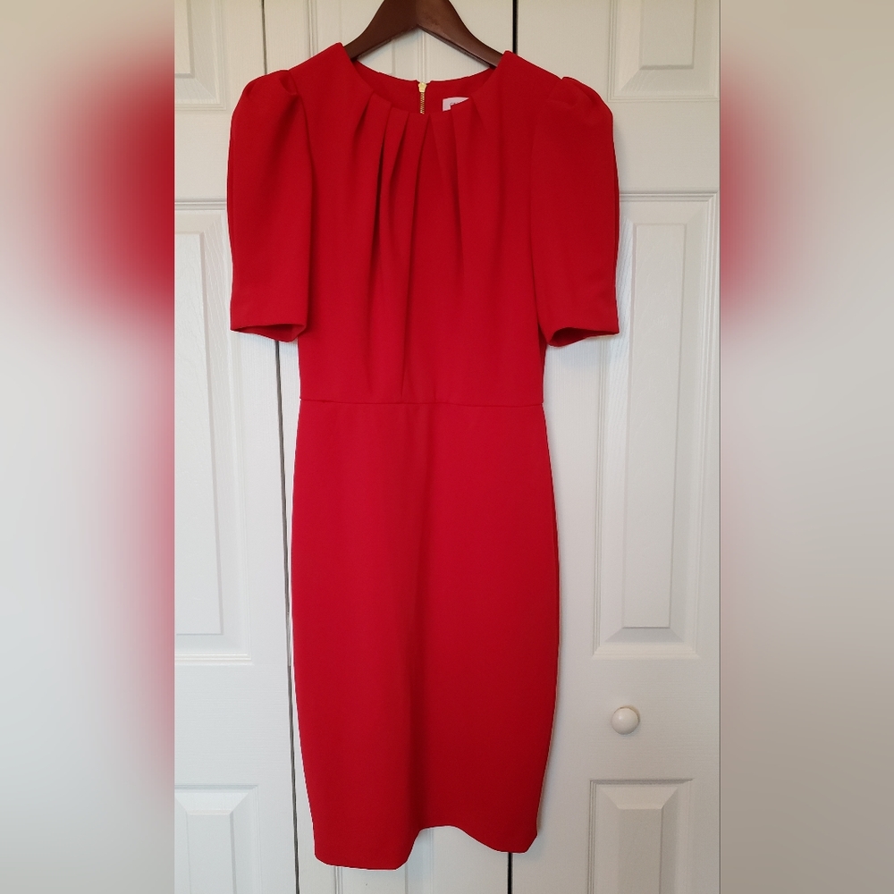 Red Calvin Klein Sheath Dress